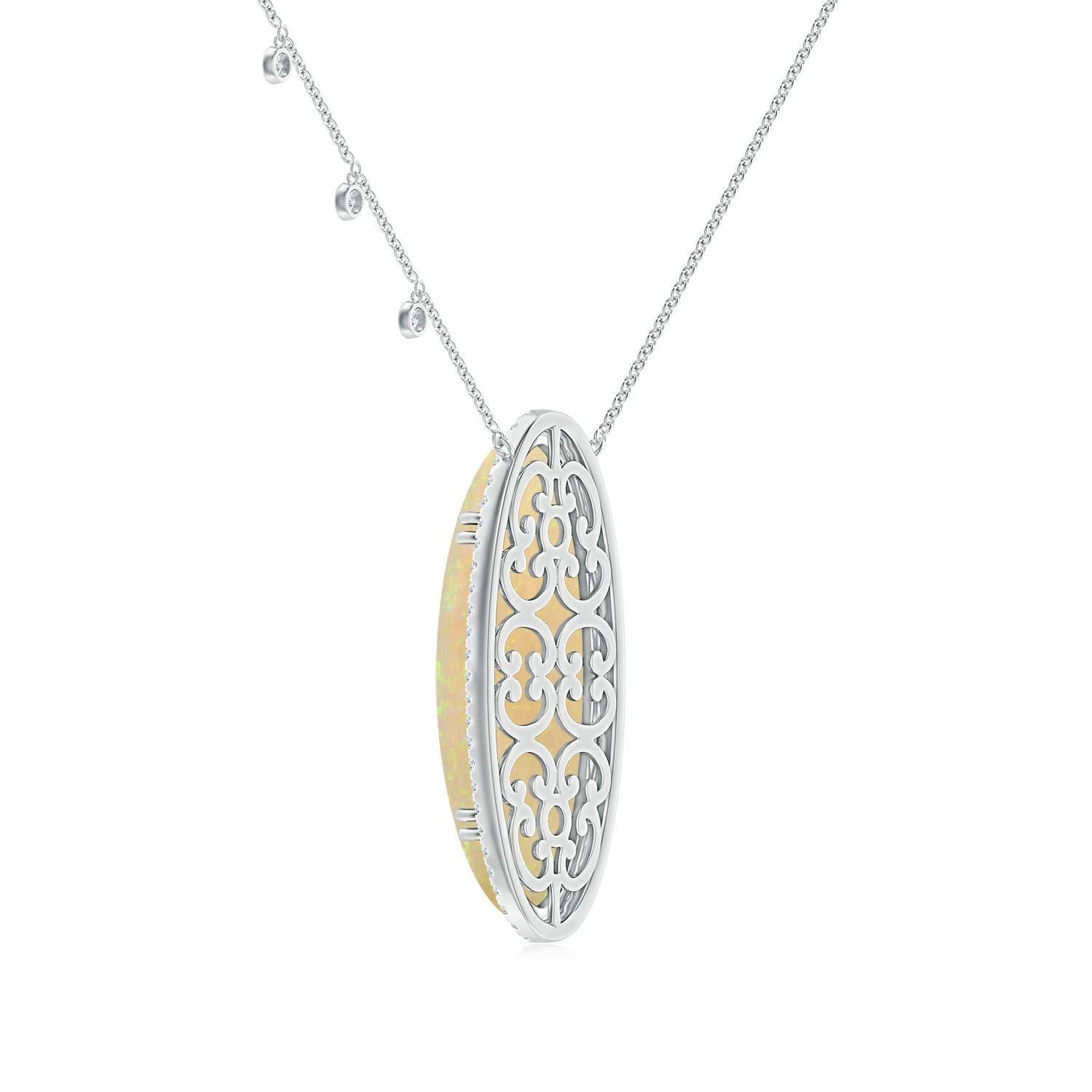 Angara Collar Clásico Natural con Halo de Ópalo Ovalado Certificado GIA de 19,55 ct en Oro de 14K Corte oval en venta