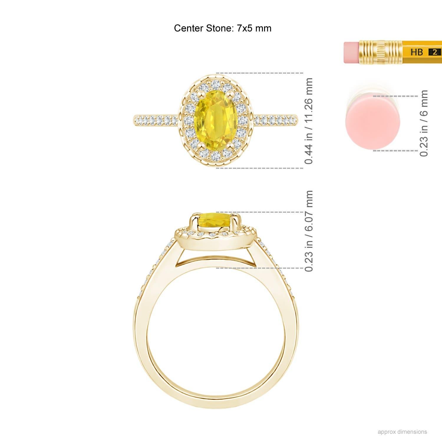 Anello aureolato con zaffiro giallo classico naturale da 1 carato in oro massiccio 14 carati di Angara In condizioni Nuovo in vendita a Los Angeles, CA