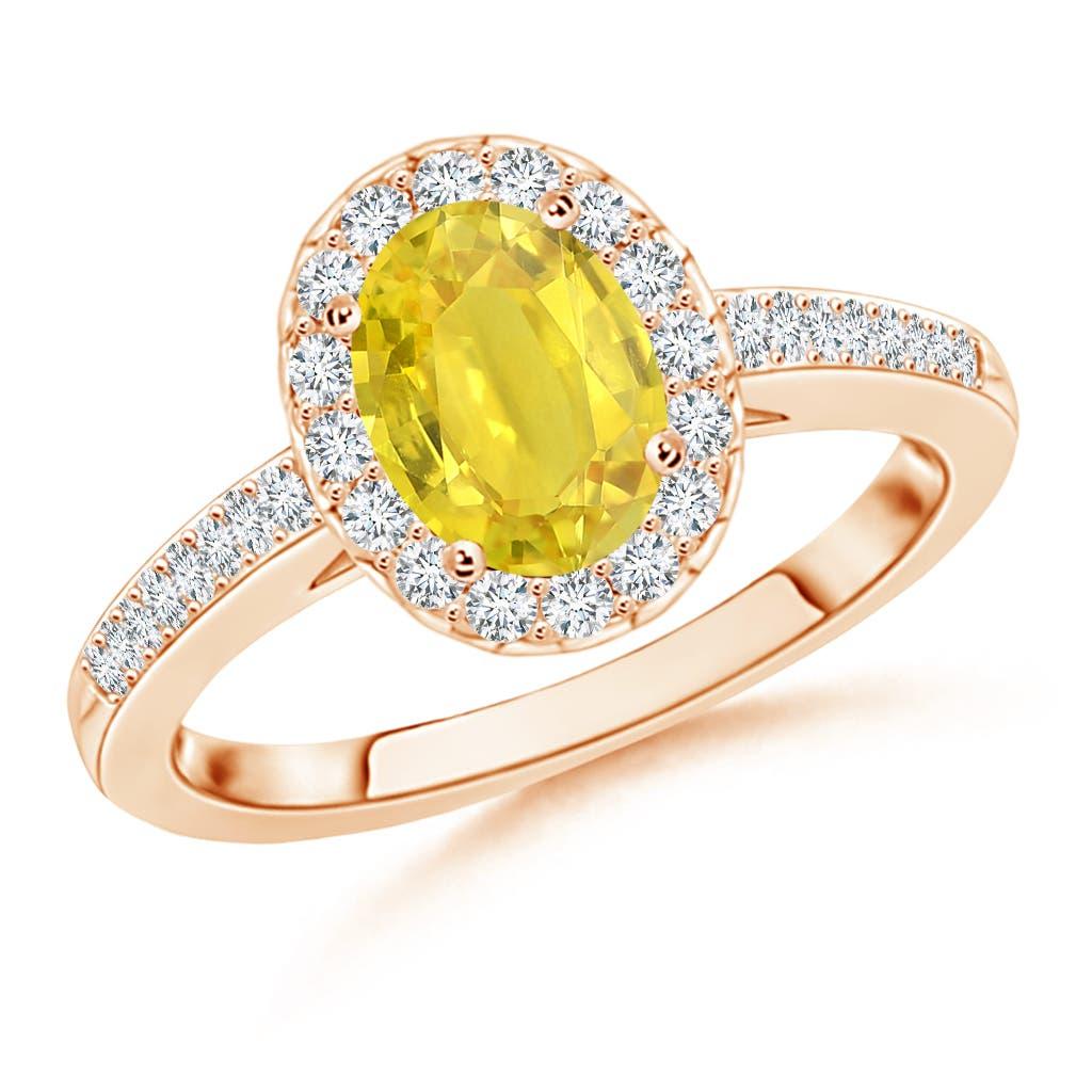 Anello aureolato con zaffiro giallo classico naturale da 1 carato in oro massiccio 14 carati di Angara in vendita 1