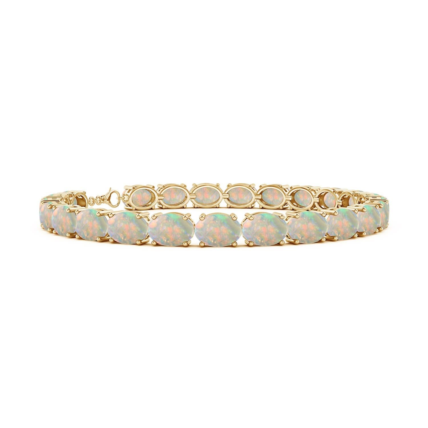 Angara Natural Classic Oval 10,8 kt Opal Tennis Link Armband in 14K massivem Gold Damen im Angebot