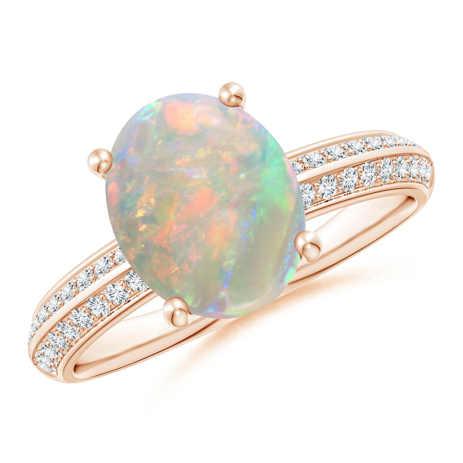 Anello Angara Natural Classic Oval 1.45 ct Opal Knife Edge in oro massiccio 14 carati in vendita 4