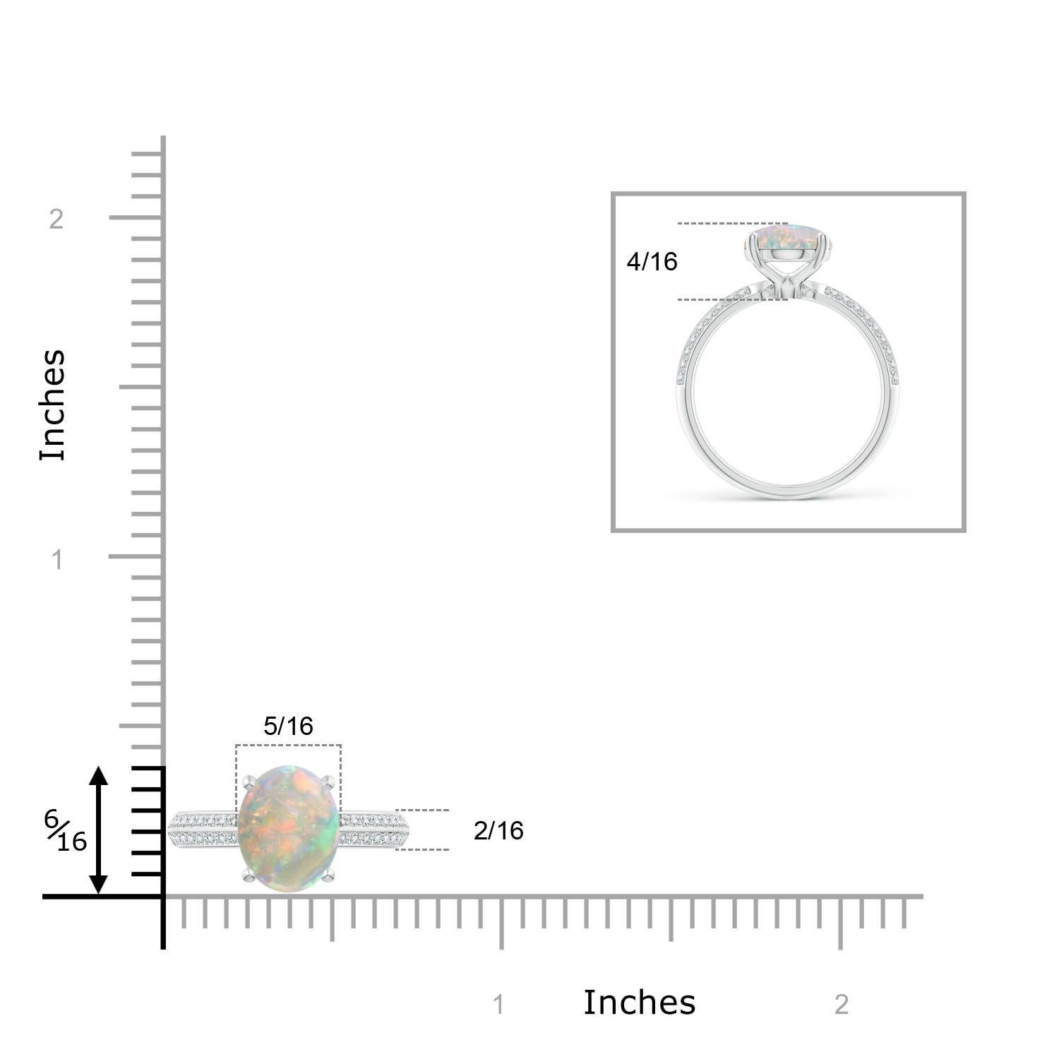 Anello Angara Natural Classic Oval 1.45 ct Opal Knife Edge in oro massiccio 14 carati in vendita 2