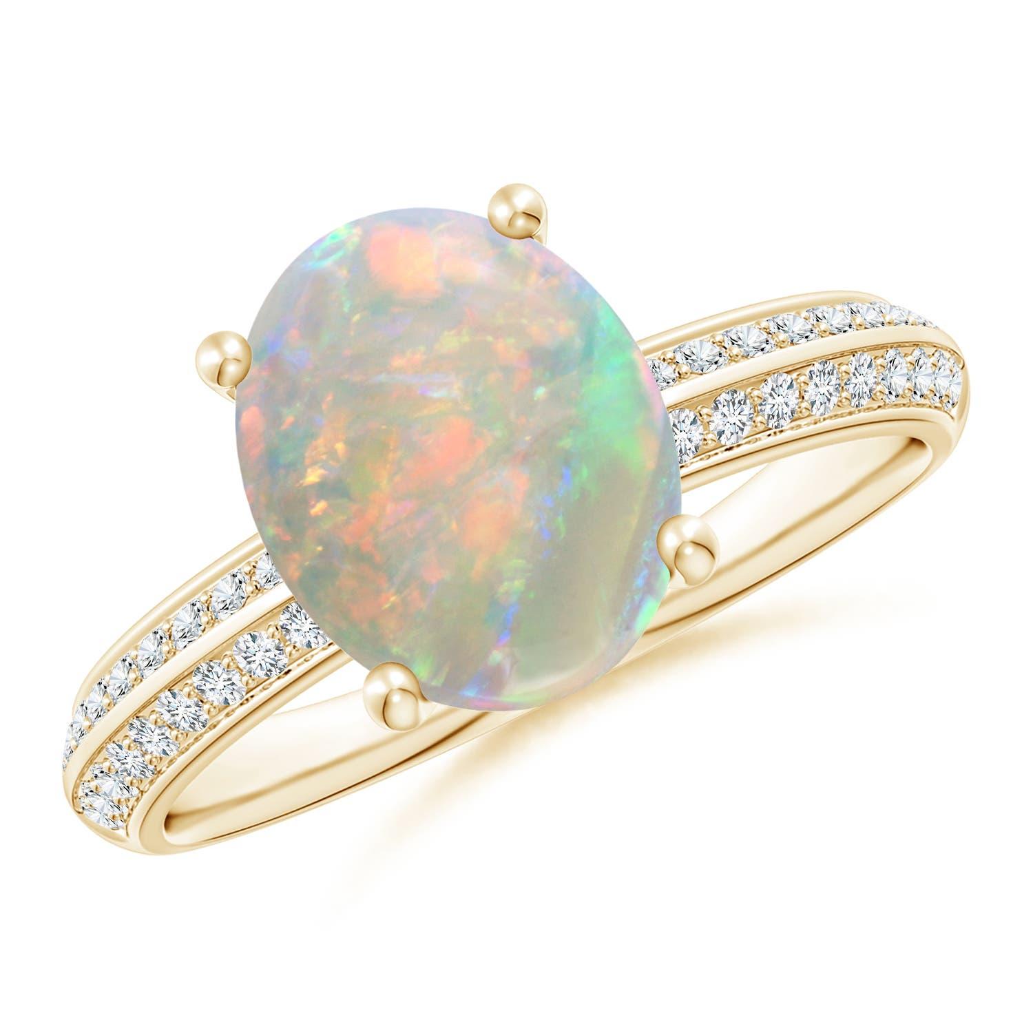 Anello Angara Natural Classic Oval 1.45 ct Opal Knife Edge in oro massiccio 14 carati in vendita 3