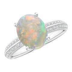 Angara Natural Classic Oval 1.45 ct Opal Knife Edge Ring in 14K Solid Gold