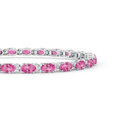Angara Natural Classic Oval 7.5 ct Pink Sapphire Tennis Bracelet in 14K Gold