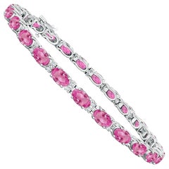 Angara Natural Classic Oval 7,5 ct rosa Saphir Tennis-Armband in 14K Gold