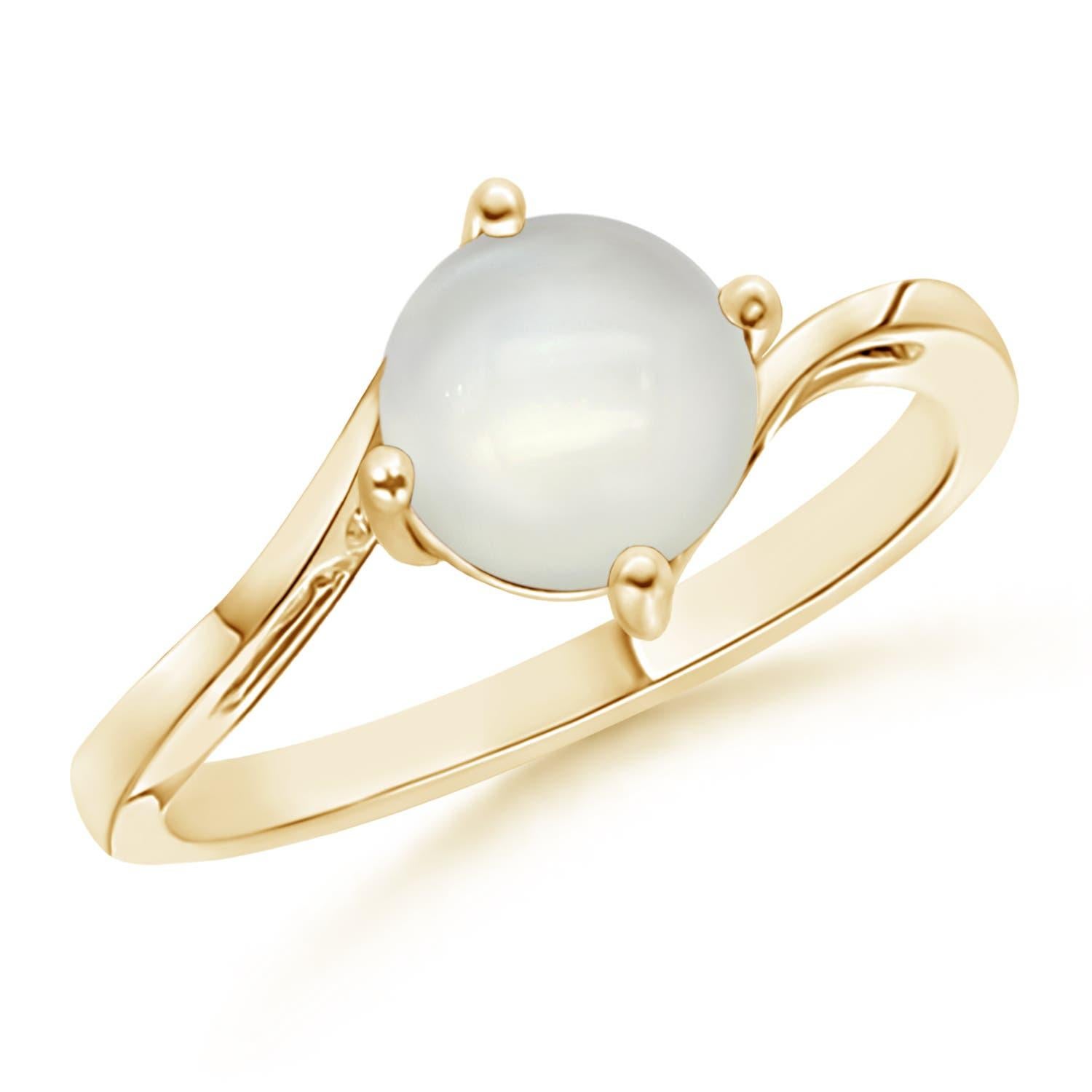 Angara Anillo de oro de 14 quilates con solitario solitario de piedra lunar redondo natural clásico de 1,25 quilates en venta 1