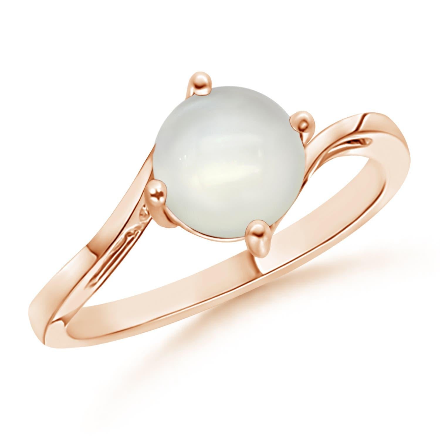 Angara Anillo de oro de 14 quilates con solitario solitario de piedra lunar redondo natural clásico de 1,25 quilates en venta 2