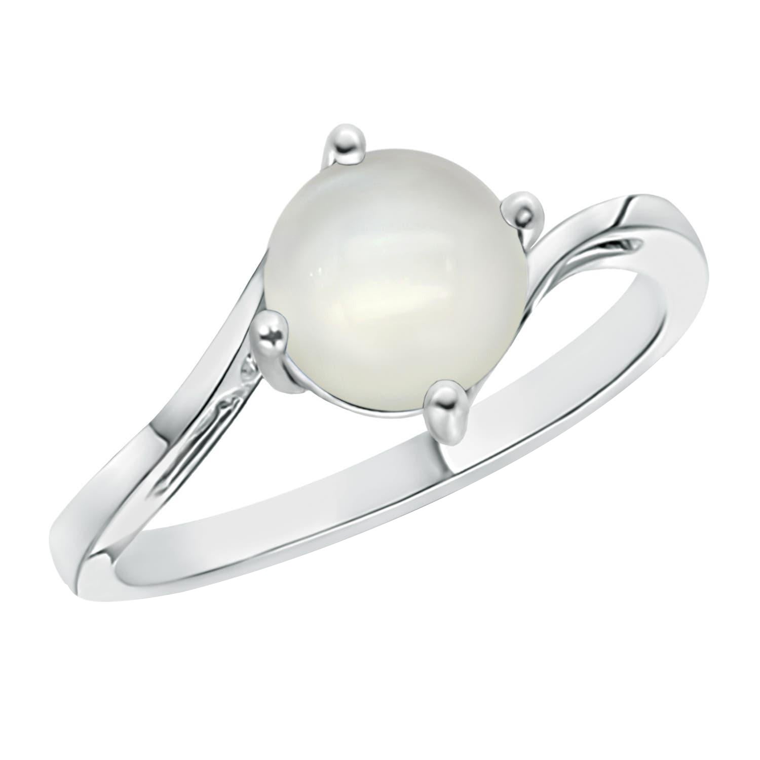 Angara Natural Classic Round 1.25 ct Moonstone Solitaire Bypass Ring in 14K Gold