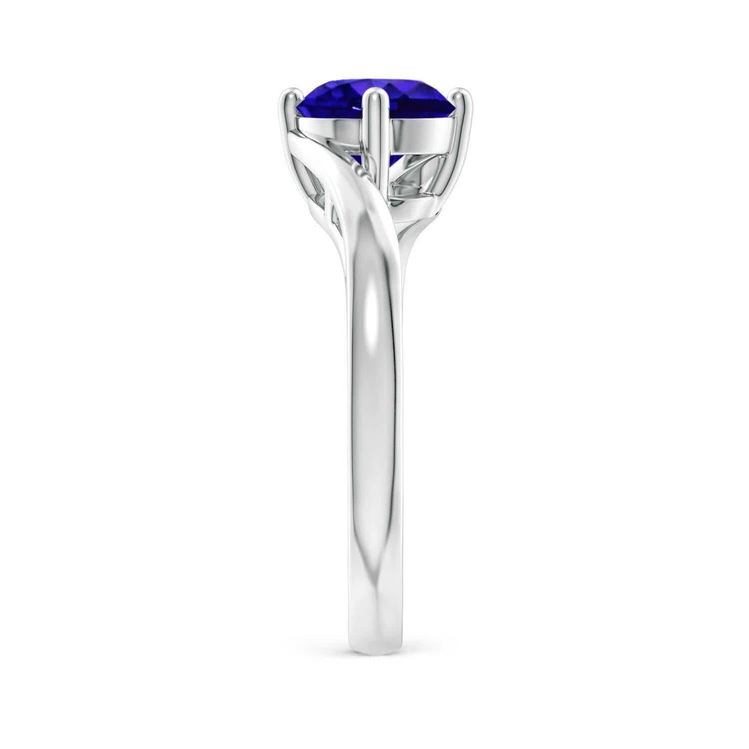 Round Cut Angara Natural Classic Round 1.45 ct Tanzanite Solitaire Bypass Ring in 14K Gold For Sale