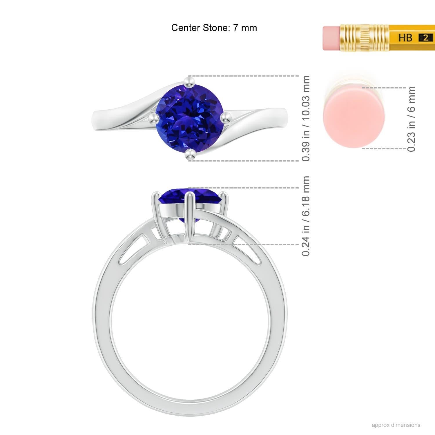 Women's Angara Natural Classic Round 1.45 ct Tanzanite Solitaire Bypass Ring in 14K Gold For Sale