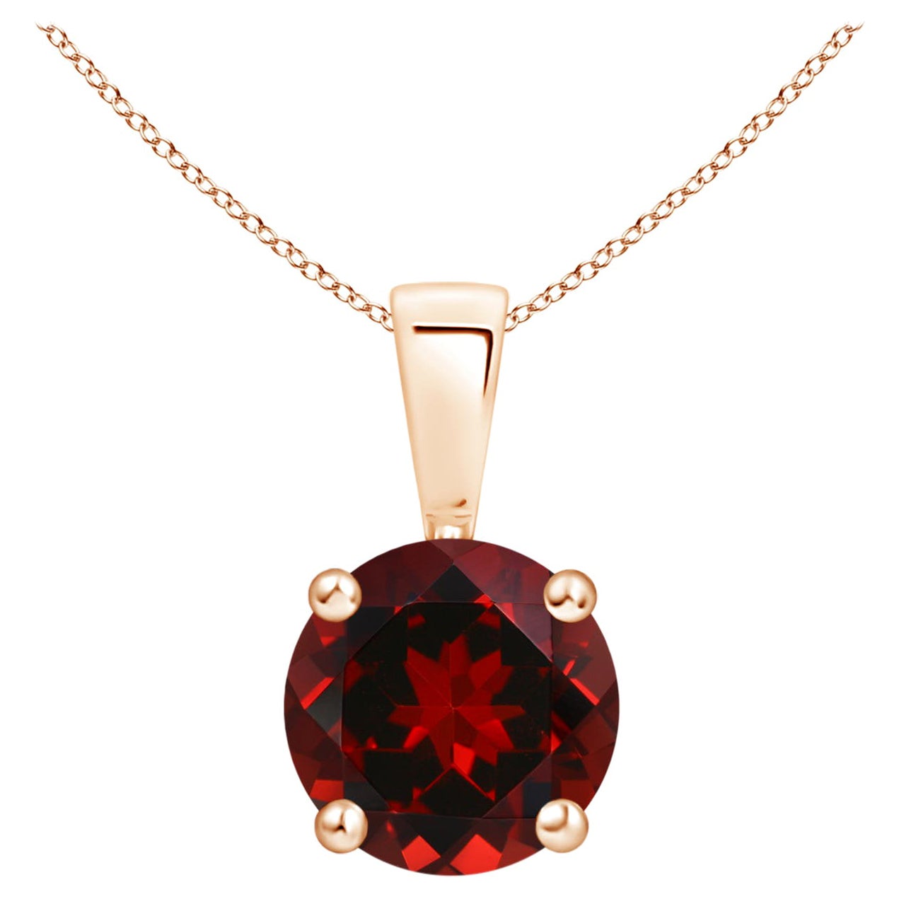 ANGARA Natural Classic Runde 1,50ct Granat Solitär Anhänger in 14K Rose Gold