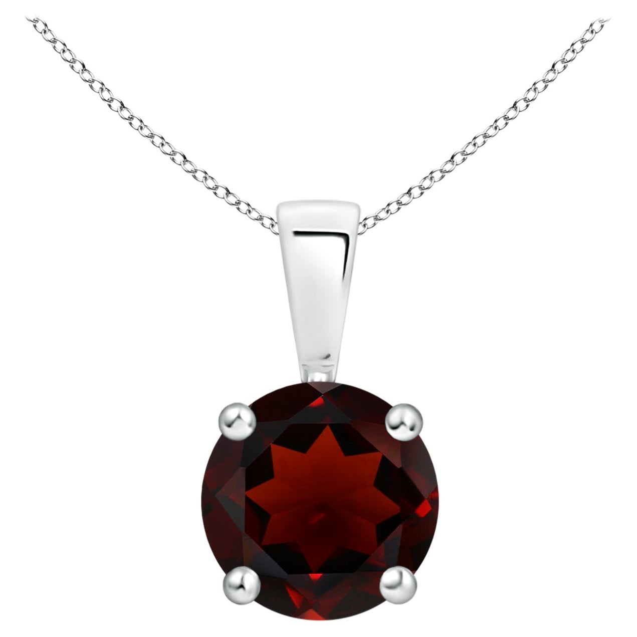 ANGARA Pendentif solitaire en grenat rond classique naturel de 1,5 ct en platine