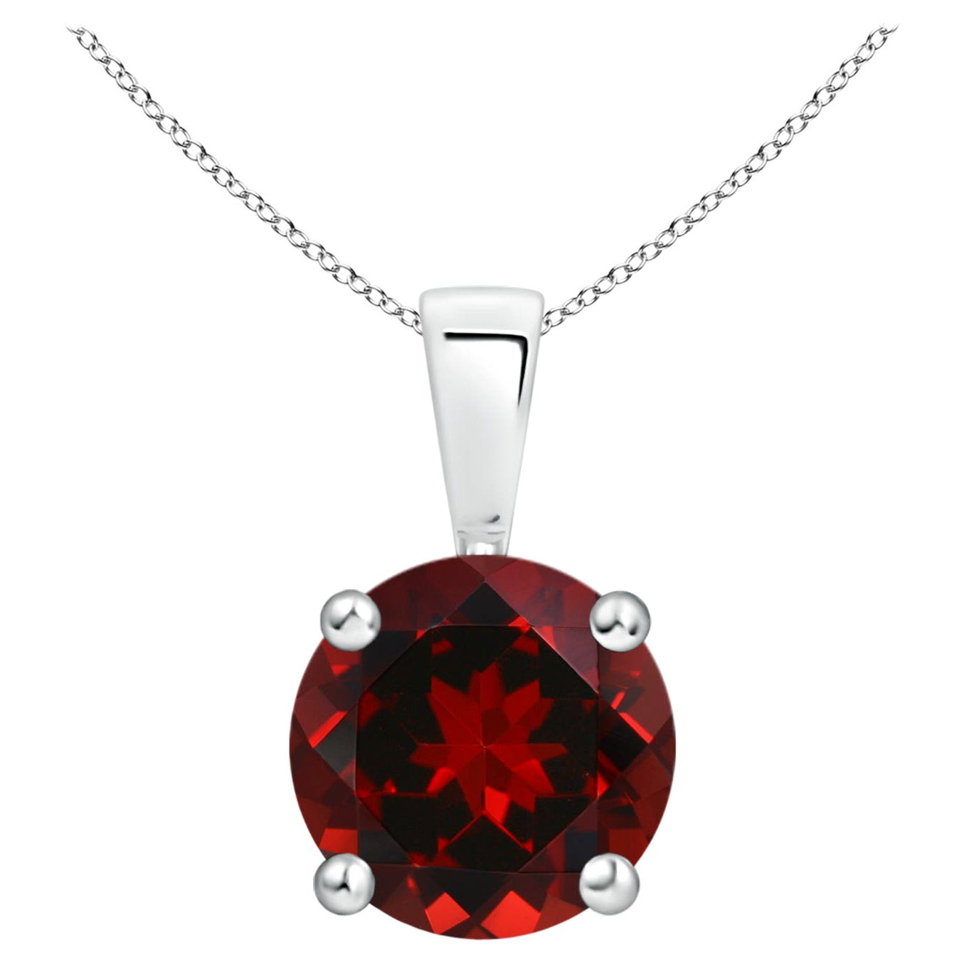 ANGARA Natural Classic Round 2.20ct Garnet Solitaire Pendant in 14K White Gold
