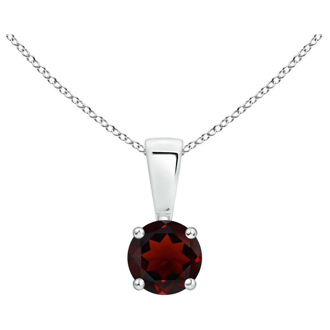 ANGARA Pendentif solitaire en grenat rond classique naturel de 2,2 ct en platine