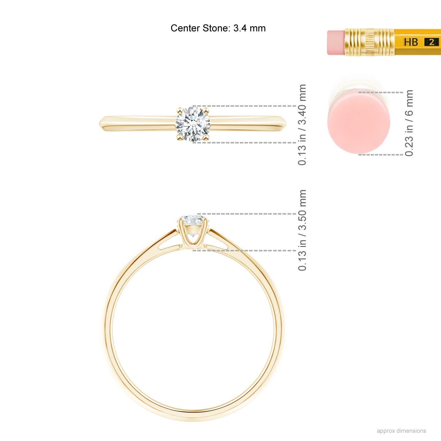 Angara natürlichen klassischen runden Diamanten Solitär Verlobungsring in 14K massivem Gold Damen im Angebot