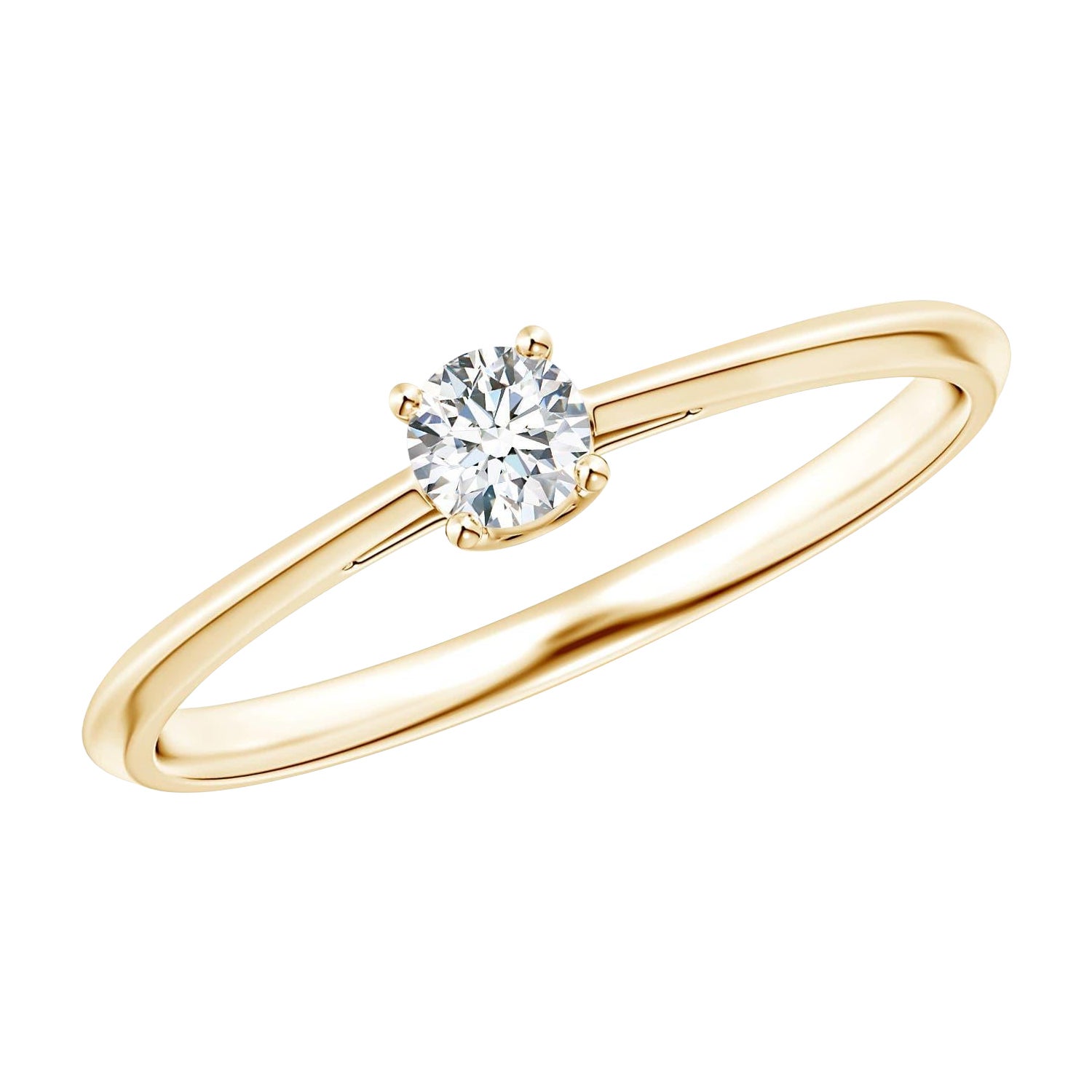 Angara natürlichen klassischen runden Diamanten Solitär Verlobungsring in 14K massivem Gold