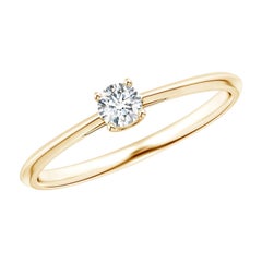 Angara natürlichen klassischen runden Diamanten Solitär Verlobungsring in 14K massivem Gold