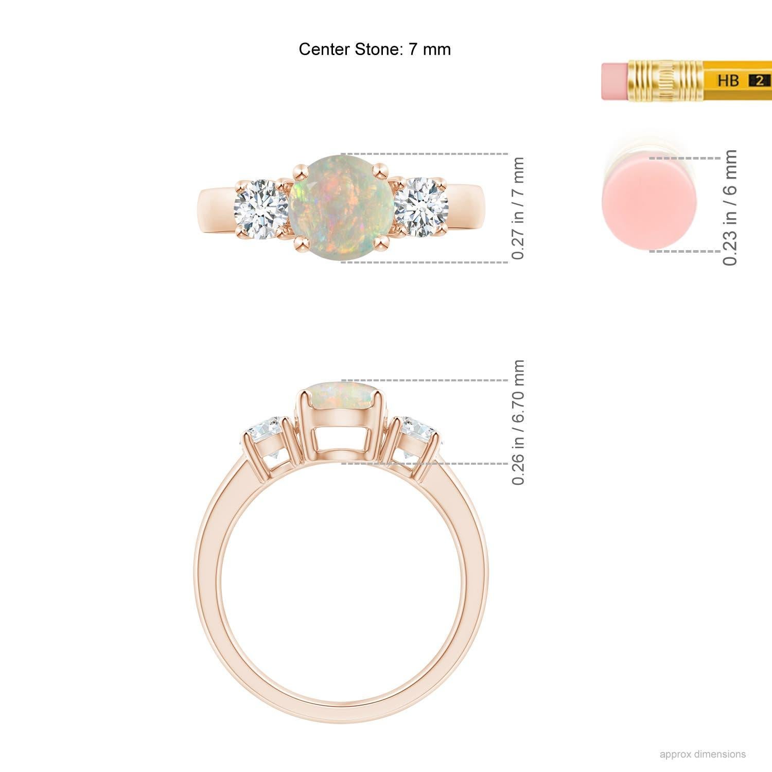 Angara natürlichen klassischen runden Opal und Diamant-Verlobungsring in 14K massivem Gold im Angebot 1