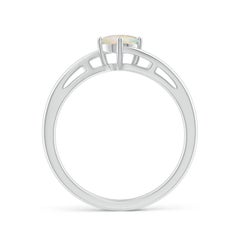 Angara Natural Classic Round Opal Solitaire Bypass Ring in 14K Solid Gold
