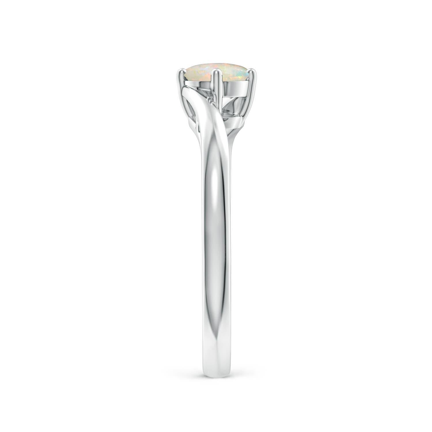 Angara natürlichen klassischen runden Opal Solitär Bypass Ring in 14K massivem Gold (Moderne) im Angebot