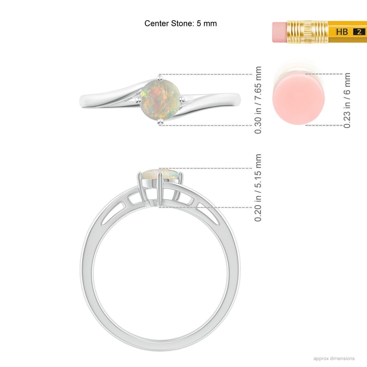 Angara natürlichen klassischen runden Opal Solitär Bypass Ring in 14K massivem Gold (Rundschliff) im Angebot