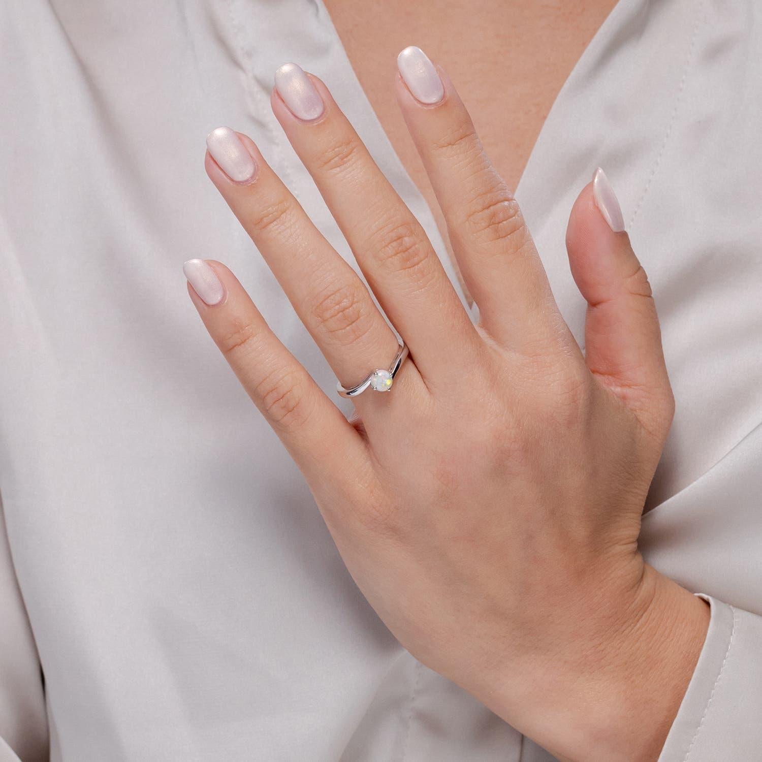Angara natürlichen klassischen runden Opal Solitär Bypass Ring in 14K massivem Gold im Zustand „Neu“ im Angebot in Los Angeles, CA