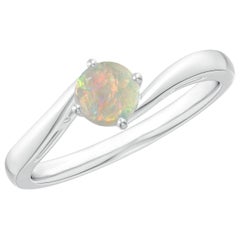 Angara natürlichen klassischen runden Opal Solitär Bypass Ring in 14K massivem Gold