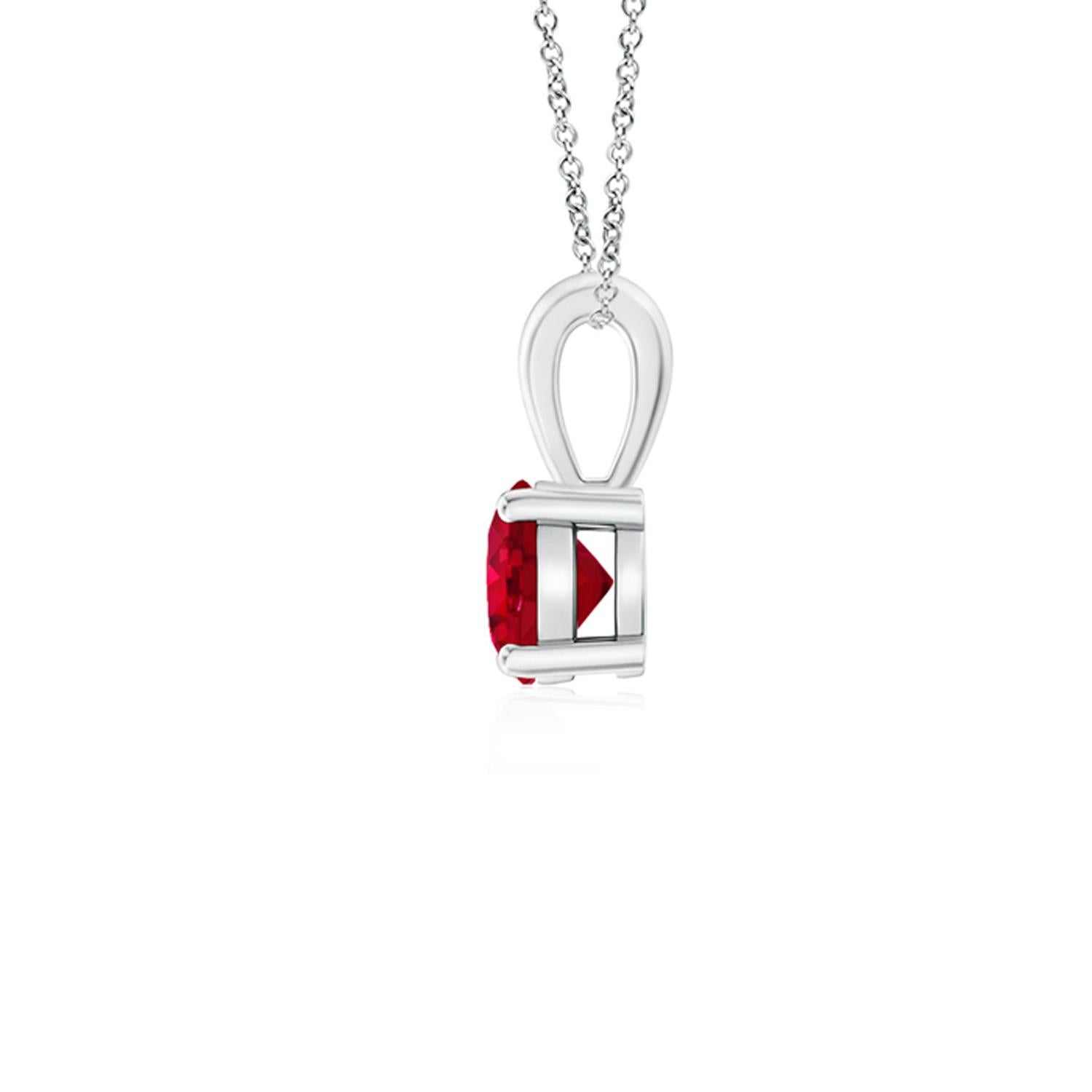 Round Cut ANGARA Natural Classic Round Ruby Solitaire Pendant in Platinum (Size-4mm) For Sale