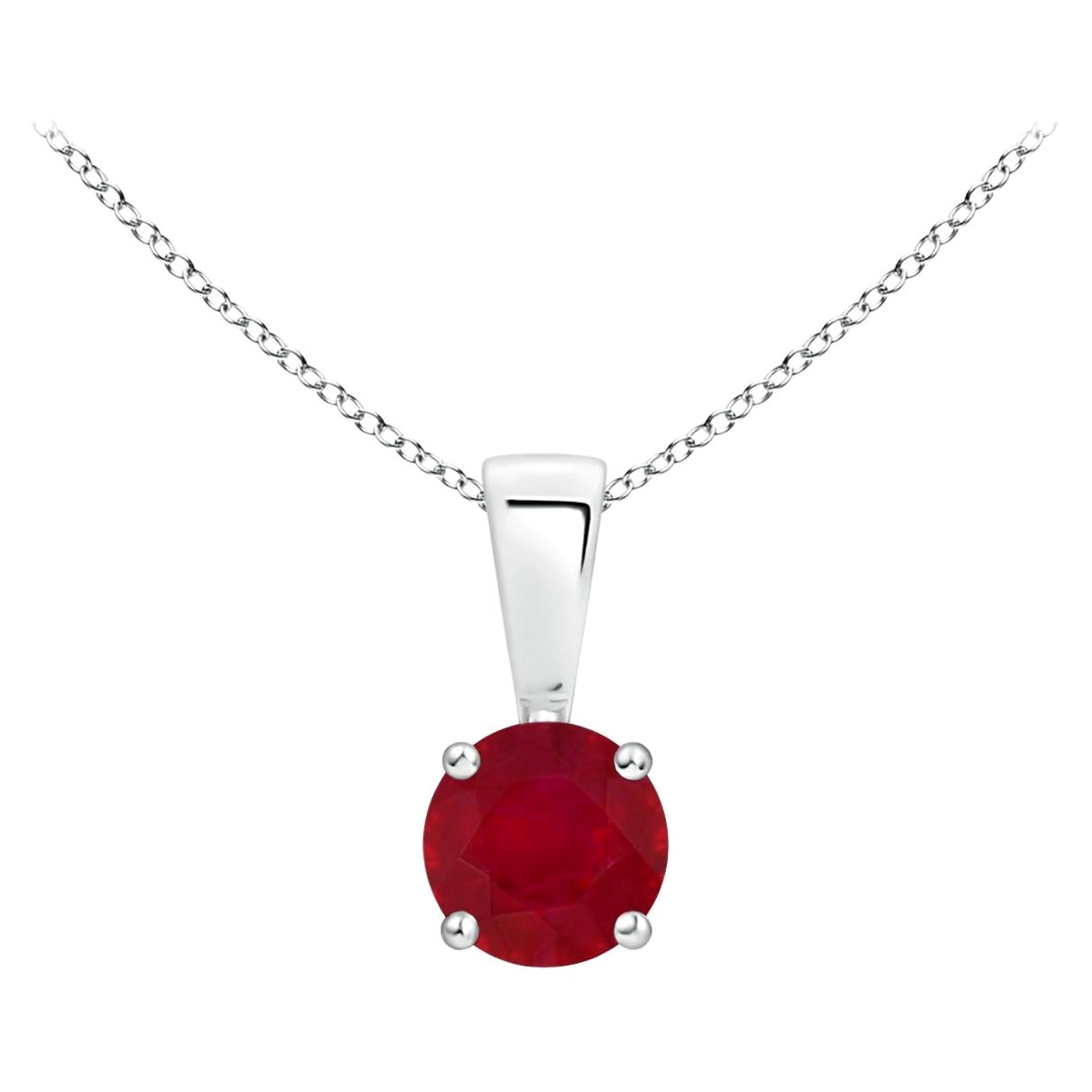 ANGARA Natural Classic Round Ruby Solitaire Pendant in Platinum (Size-4mm)