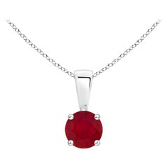 ANGARA Natural Classic Round Ruby Solitaire Pendant in Platinum (Size-4mm)