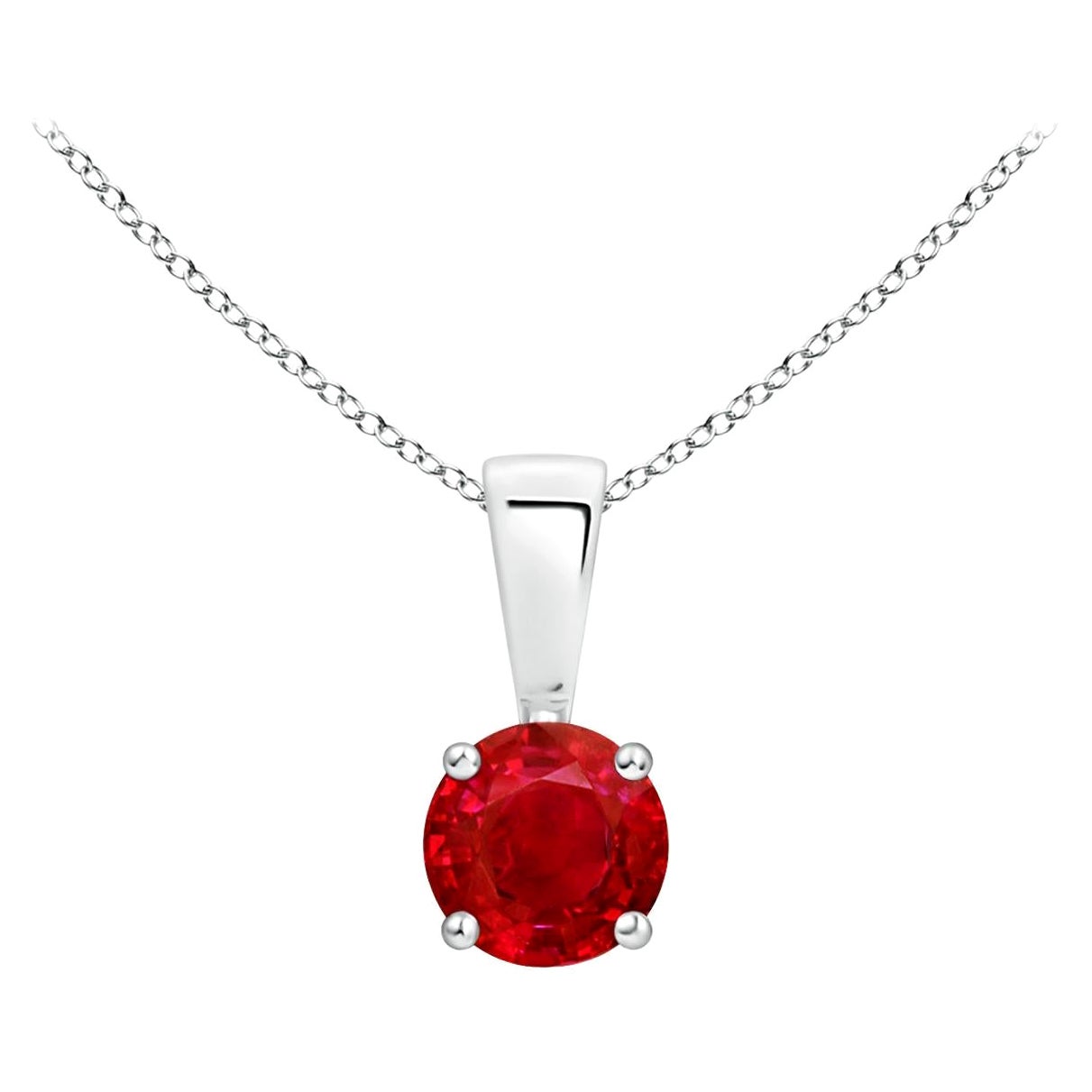 ANGARA Natural Classic Round Ruby Solitaire Pendant in Platinum (Size-4mm)