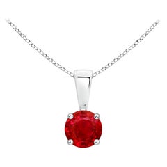ANGARA Natural Classic Round Ruby Solitaire Pendant in Platinum (Size-4mm)