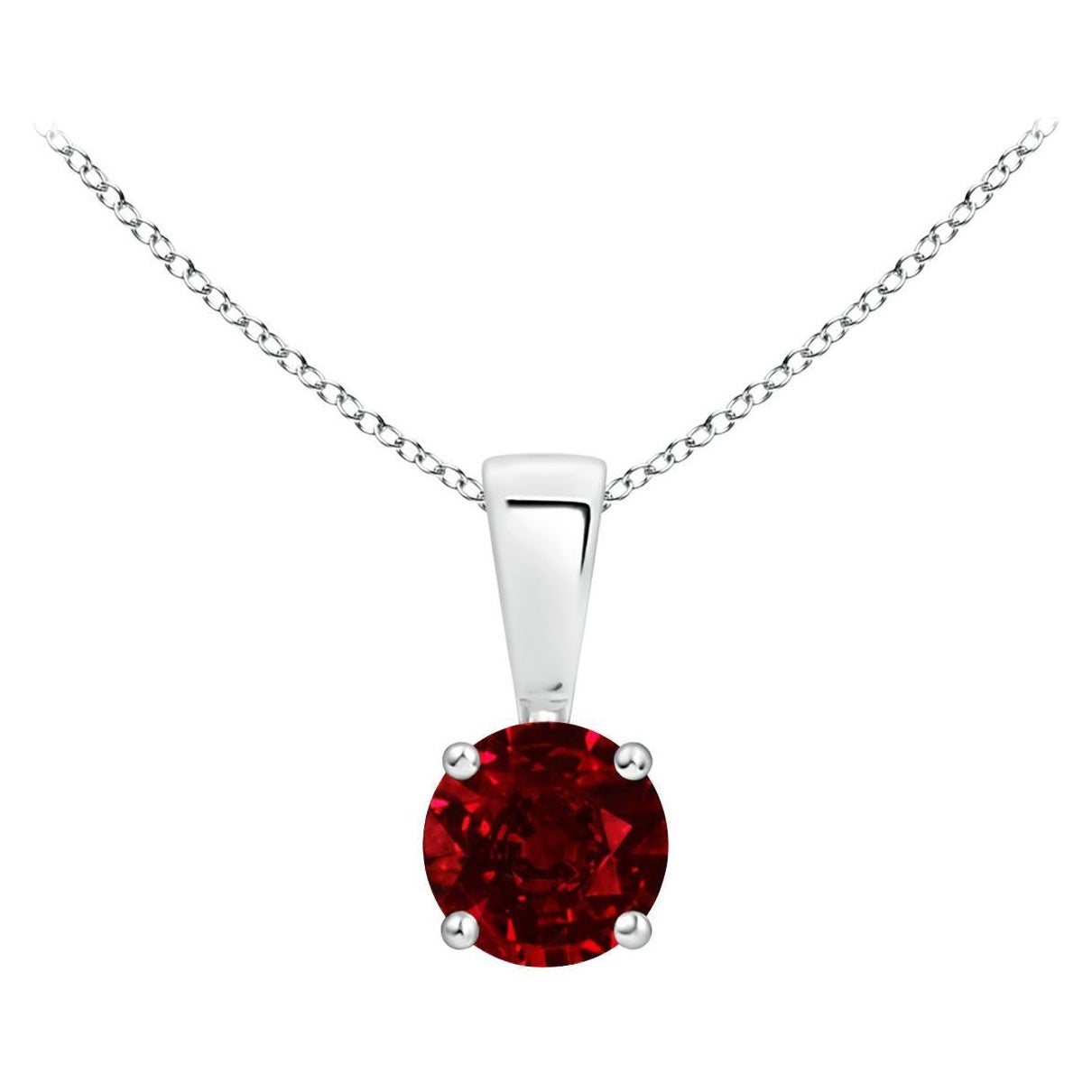 ANGARA Natural Classic Round Ruby Solitaire Pendant in Platinum (Size-4mm)