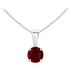 ANGARA Natural Classic Round Ruby Solitaire Pendant in Platinum (Size-4mm)