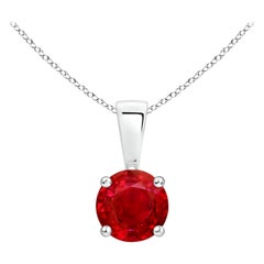 ANGARA Natural Classic Round Ruby Solitaire Pendant in Platinum (Size-5mm)