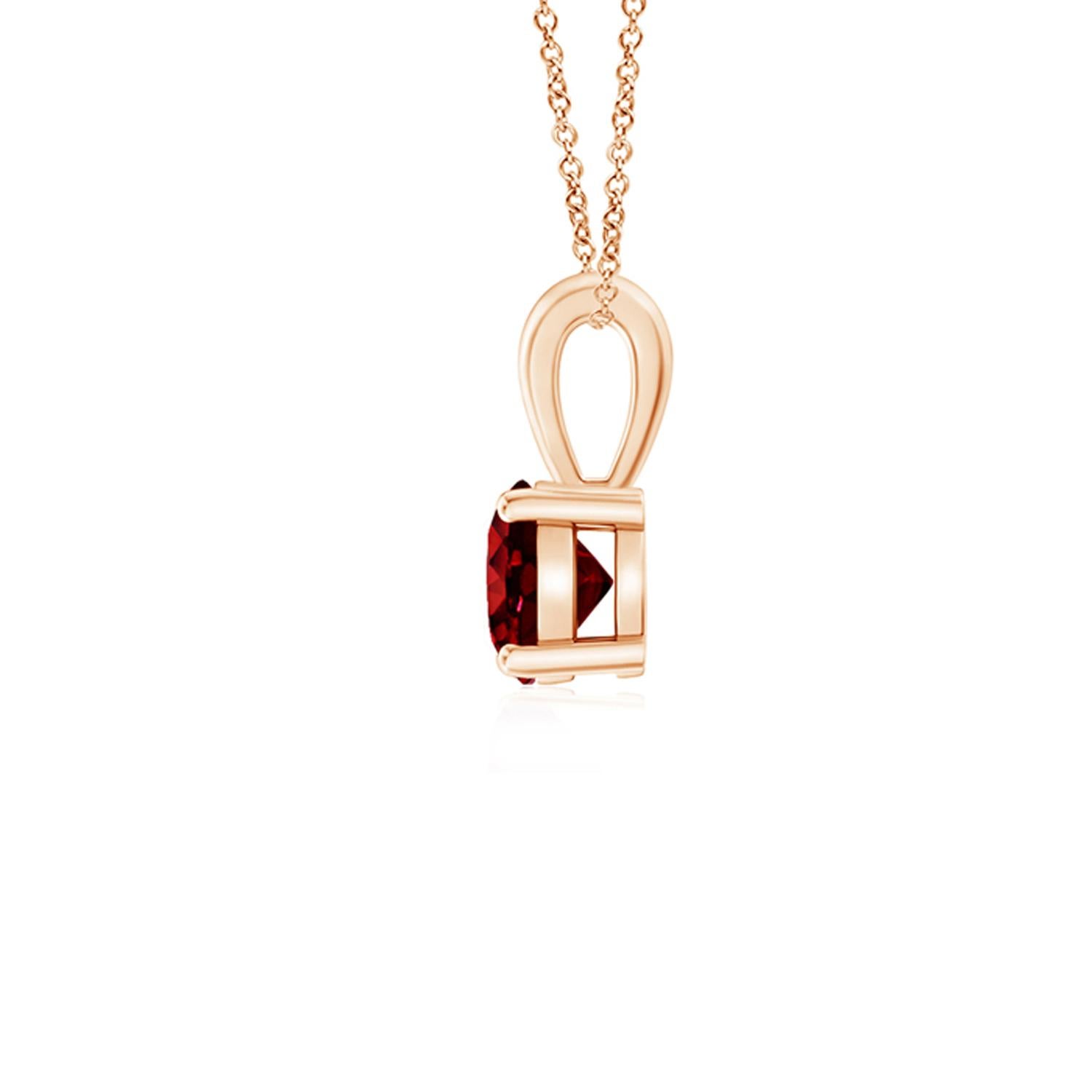 Round Cut ANGARA Natural Classic Round Ruby Solitaire Pendant in Rose Gold (Size-4mm) For Sale