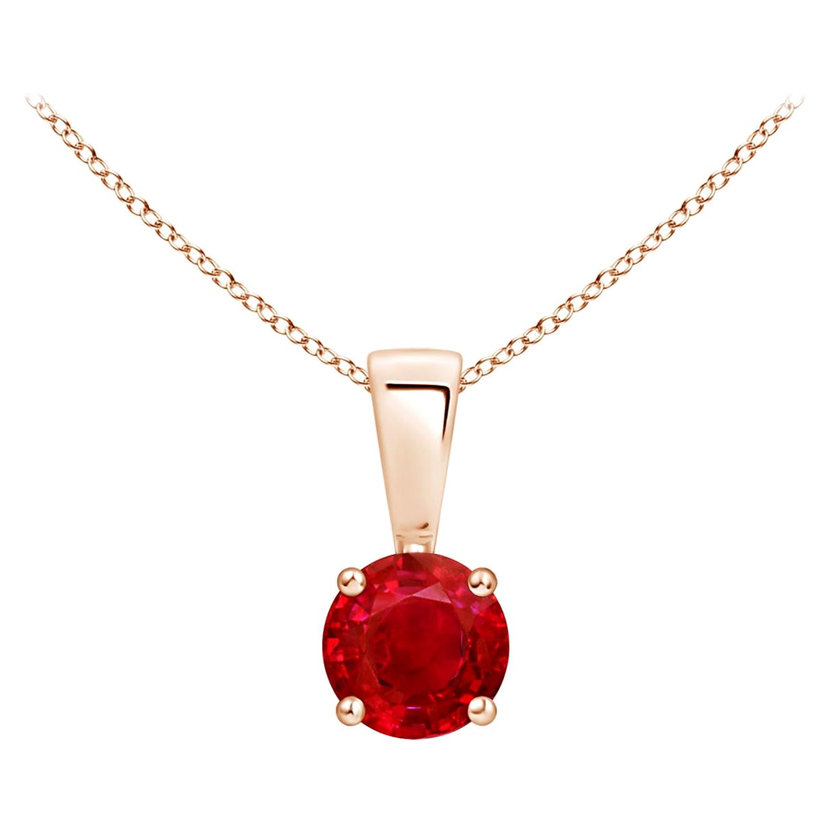 ANGARA Natural Classic Round Ruby Solitaire Pendant in Rose Gold (Size-4mm)