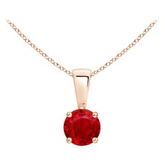 ANGARA Natural Classic Round Ruby Solitaire Pendant in Rose Gold (Size-4mm)
