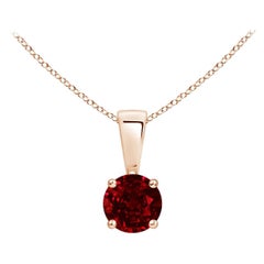 ANGARA Natural Classic Round Ruby Solitaire Pendant in Rose Gold (Size-4mm)