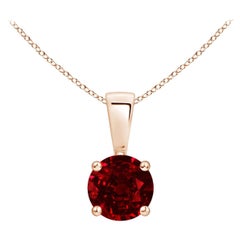 ANGARA Natural Classic Round Ruby Solitaire Pendant in Rose Gold (Size-5mm)