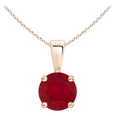 ANGARA Natural Classic Round Ruby Solitaire Pendant in Rose Gold (Size-6mm)