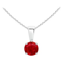 ANGARA Natural Classic Round Ruby Solitaire Pendant in White Gold (Size-4mm)