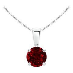 ANGARA Natural Classic Round Ruby Solitaire Pendant in White Gold (Size-5mm)
