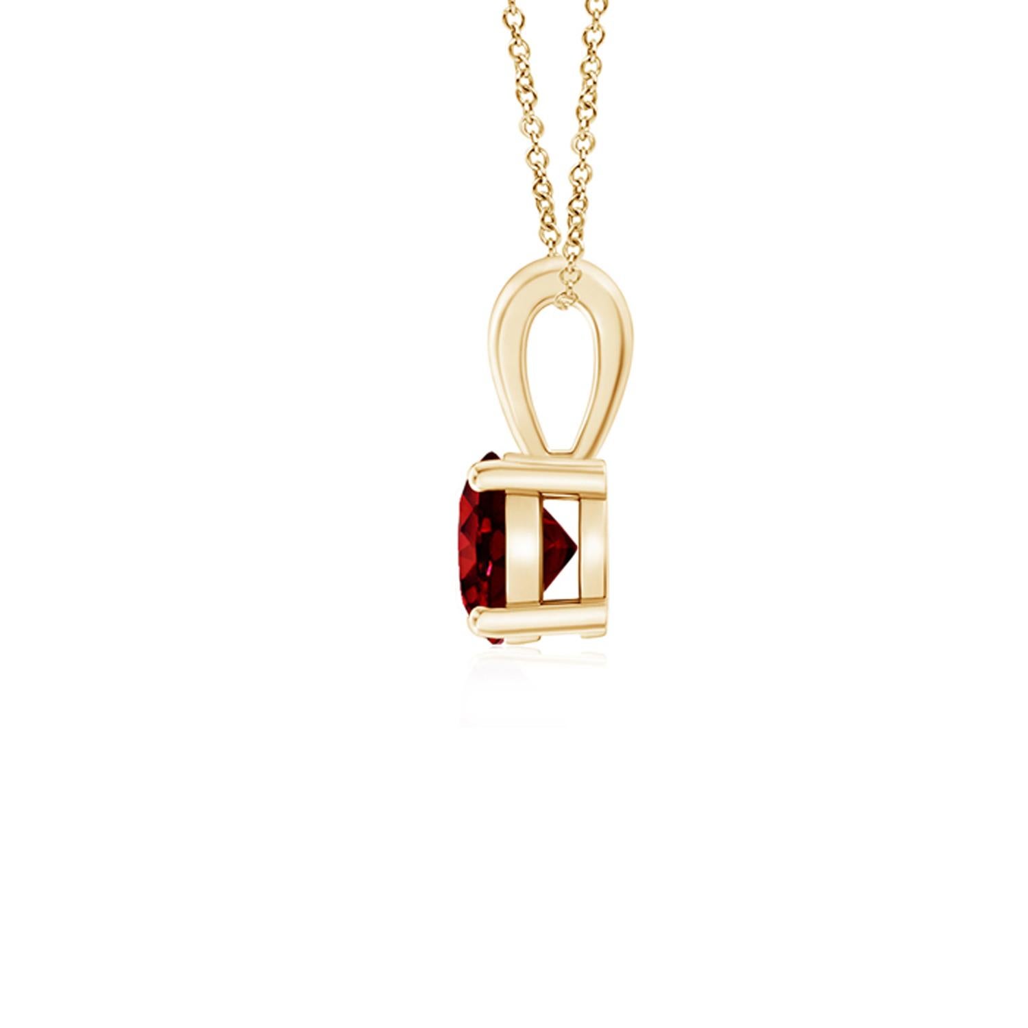 Round Cut ANGARA Natural Classic Round Ruby Solitaire Pendant in Yellow Gold (Size-4mm) For Sale