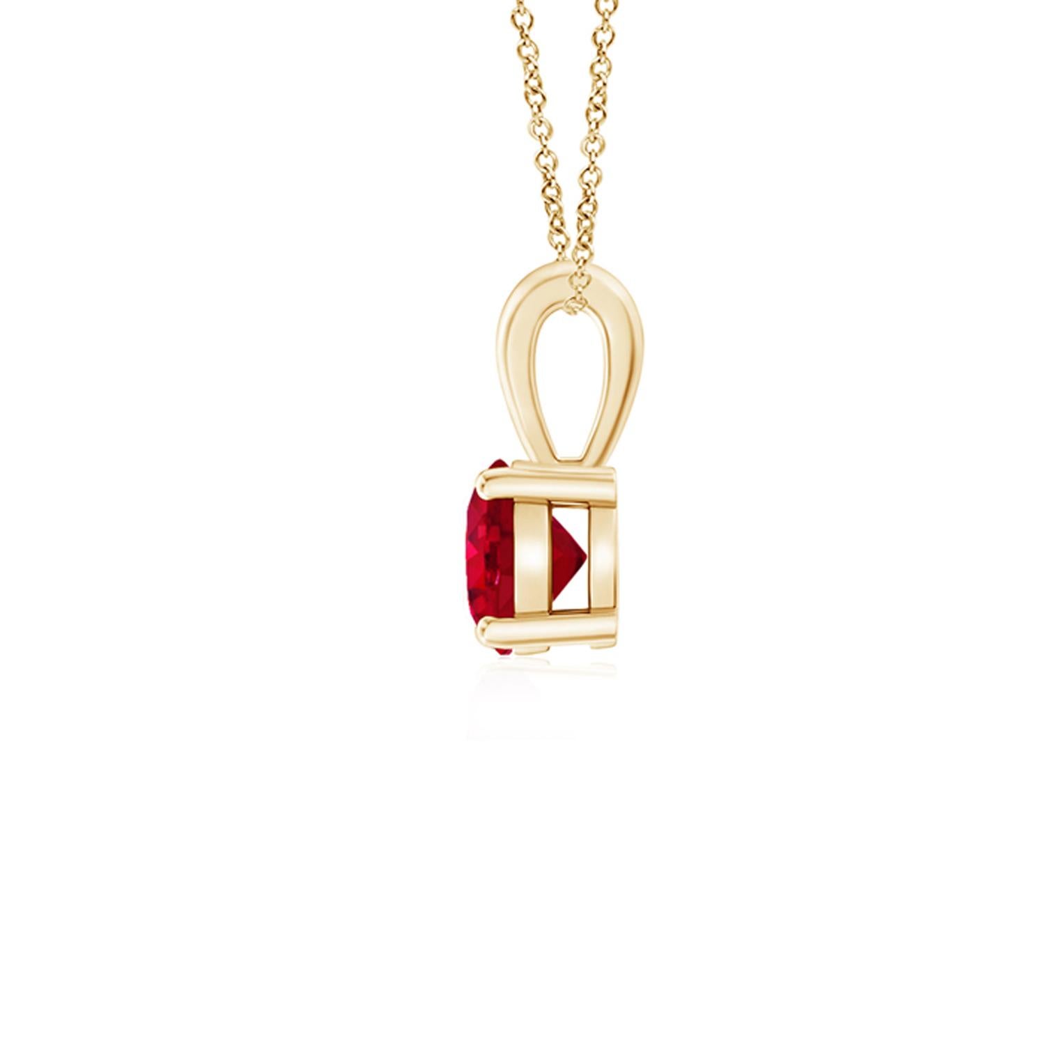 Round Cut ANGARA Natural Classic Round Ruby Solitaire Pendant in Yellow Gold (Size-4mm) For Sale