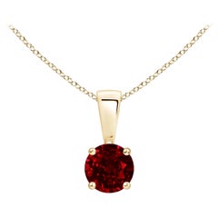 ANGARA Natural Classic Round Ruby Solitaire Pendant in Yellow Gold (Size-4mm)