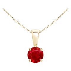 ANGARA Natural Classic Round Ruby Solitaire Pendant in Yellow Gold (Size-4mm)