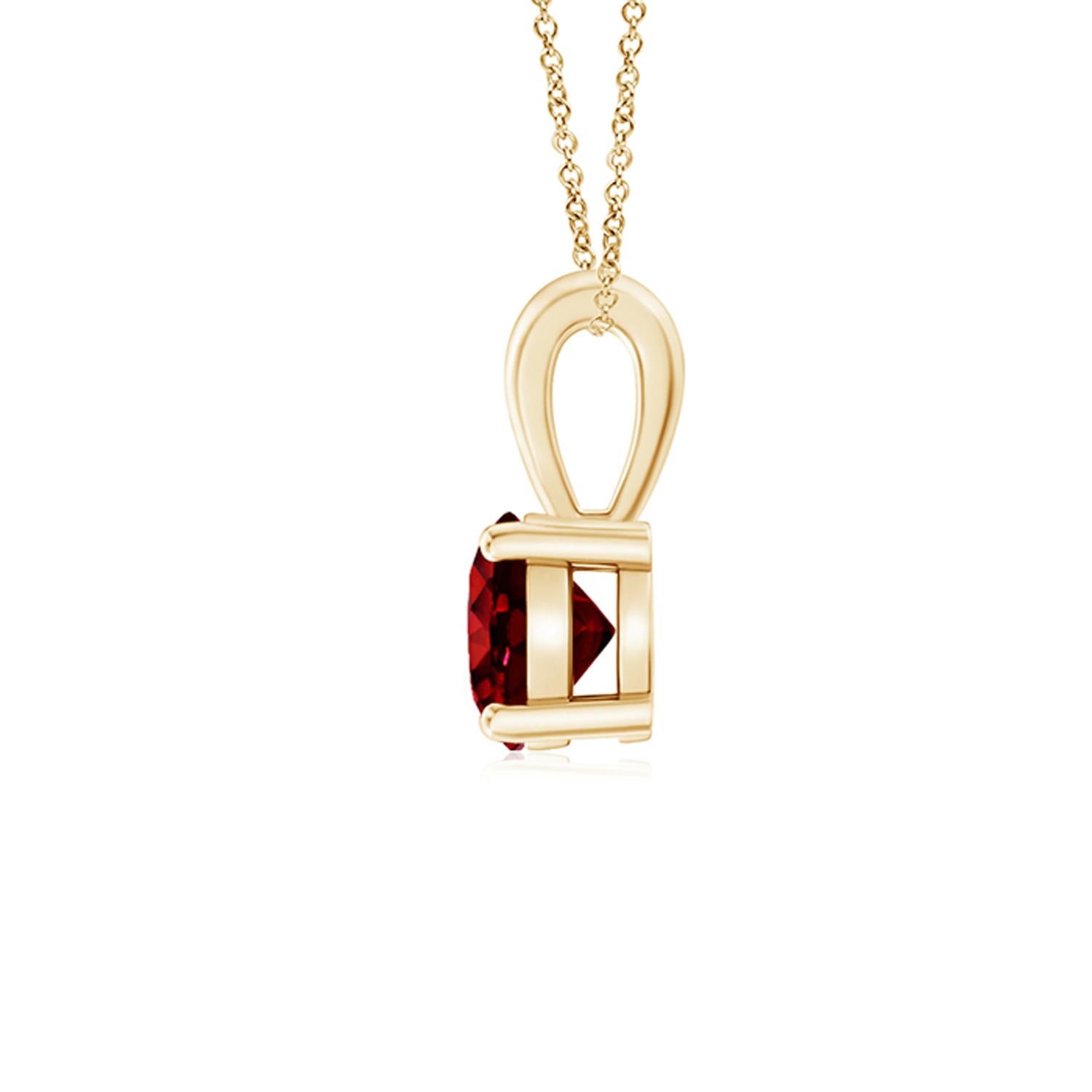 Round Cut ANGARA Natural Classic Round Ruby Solitaire Pendant in Yellow Gold (Size-5mm) For Sale