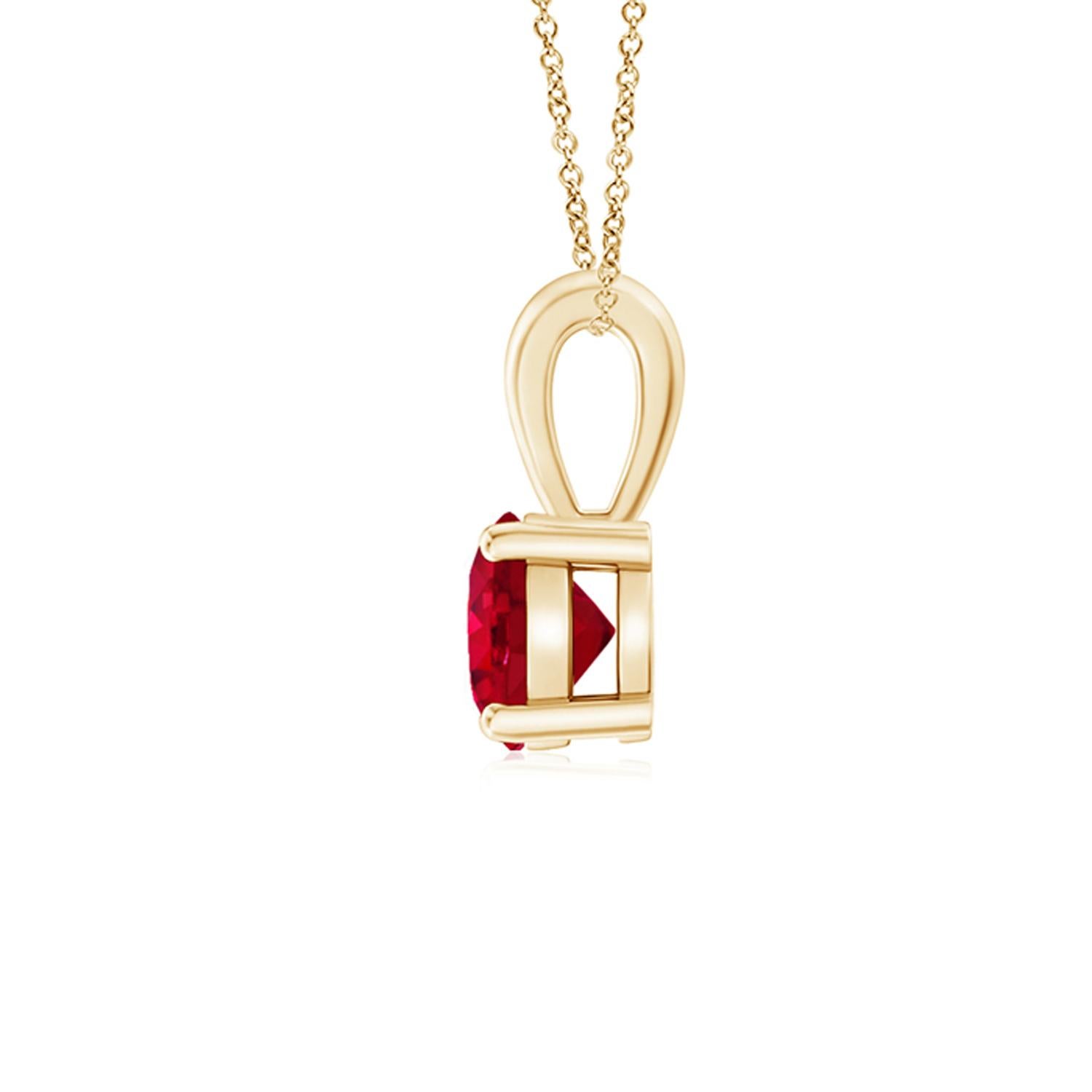 Round Cut ANGARA Natural Classic Round Ruby Solitaire Pendant in Yellow Gold (Size-5mm) For Sale